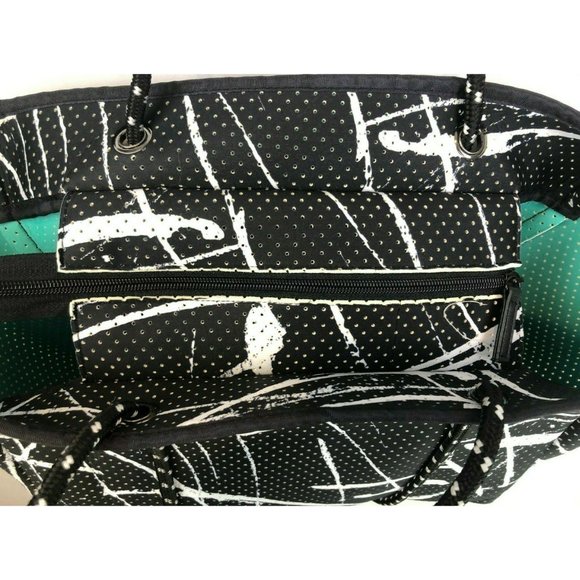 Fabletics Black White Mesh Soft Tote Large Workout - Picture 8 of 11